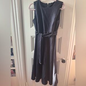 Calvin Klein Navy Blue Sleveless Midi Dress with Belt